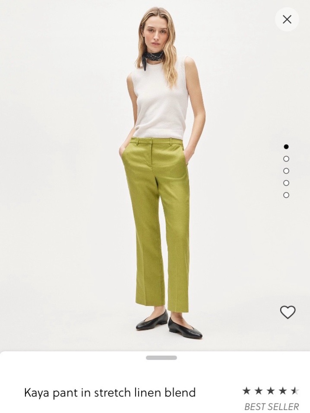 Kaya Stretch Linen-Blend Pants in Vibrant Fern